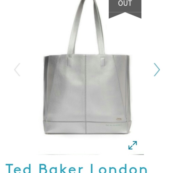 Ted Baker Silver Leather tote handbag bag $189 NWT - Picture 4 of 5